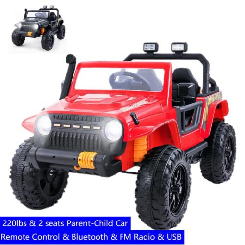 Parent-Child Ride-On Truck with LED Lights, FM Radio, and Bluetooth - 12V Kids Car