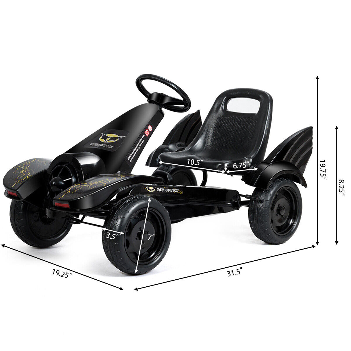 Pedal Powered Go Kart for Kids with Clutch & Hand Brake - 4 Wheel Racer Toy