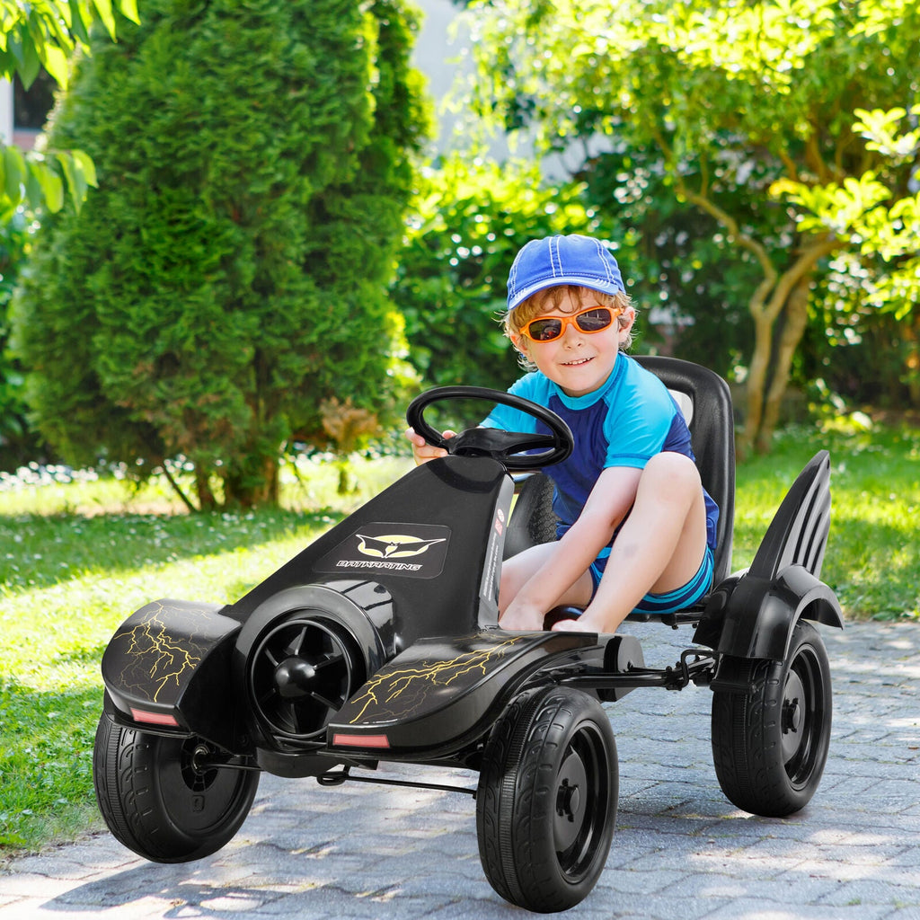 Pedal Powered Go Kart for Kids with Clutch & Hand Brake - 4 Wheel Racer Toy