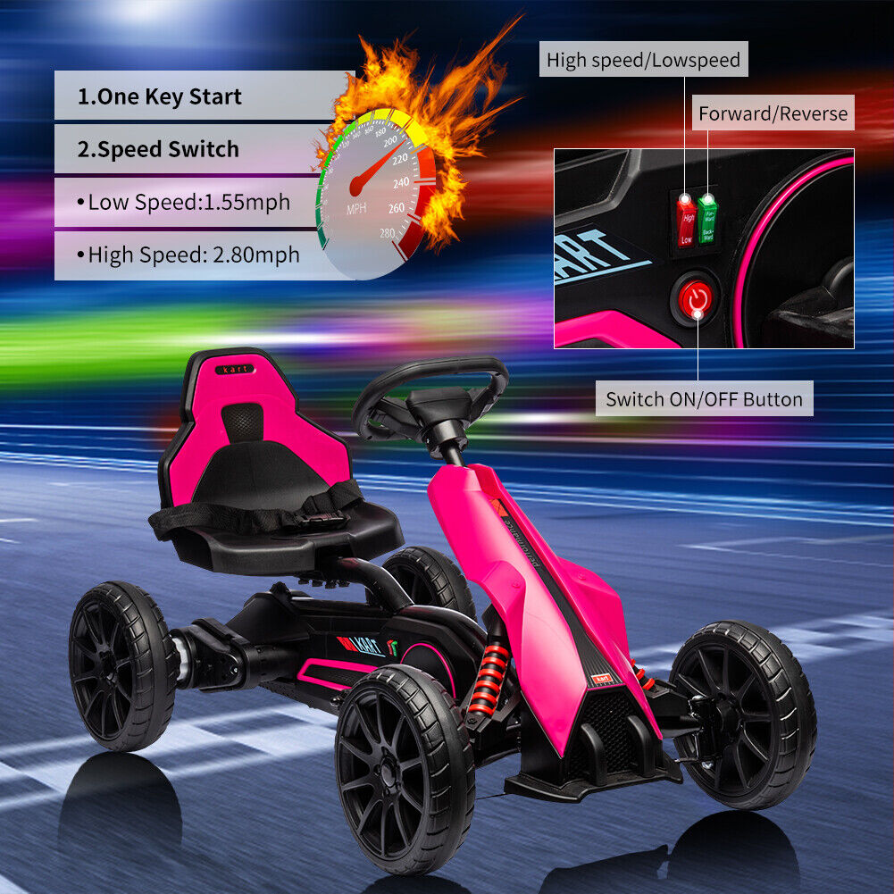 Pedal-Powered Go Kart for Kids with Safety Belt - Outdoor 4-Wheel Racer Toy