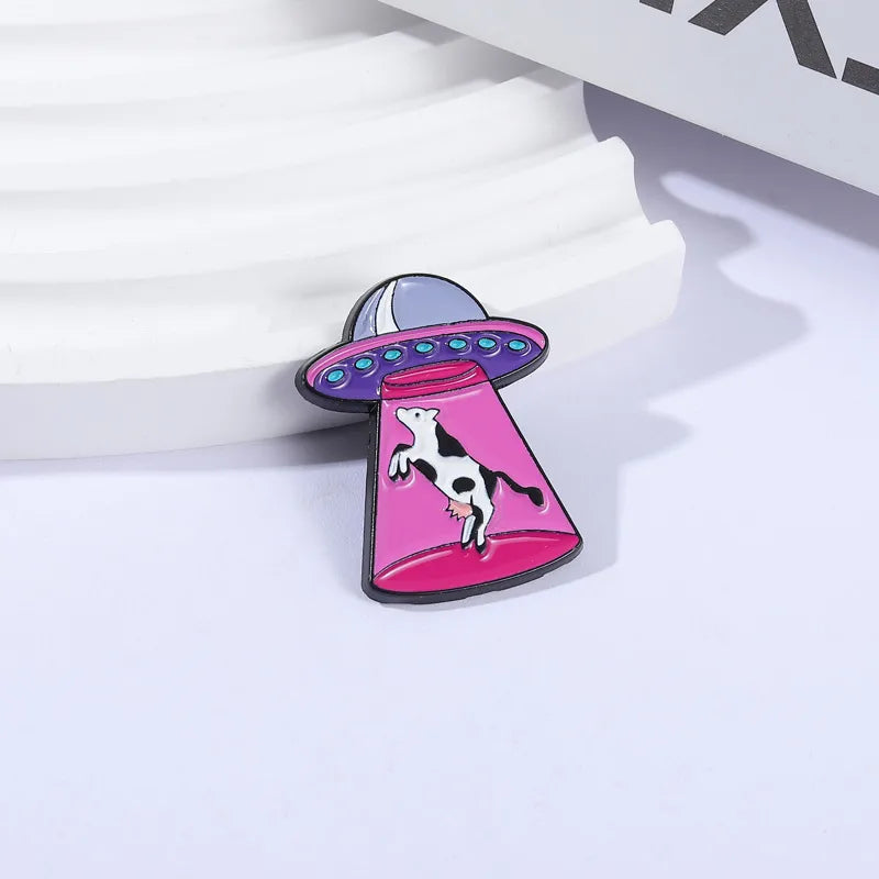 Moo-nlight Abduction Enamel Pin