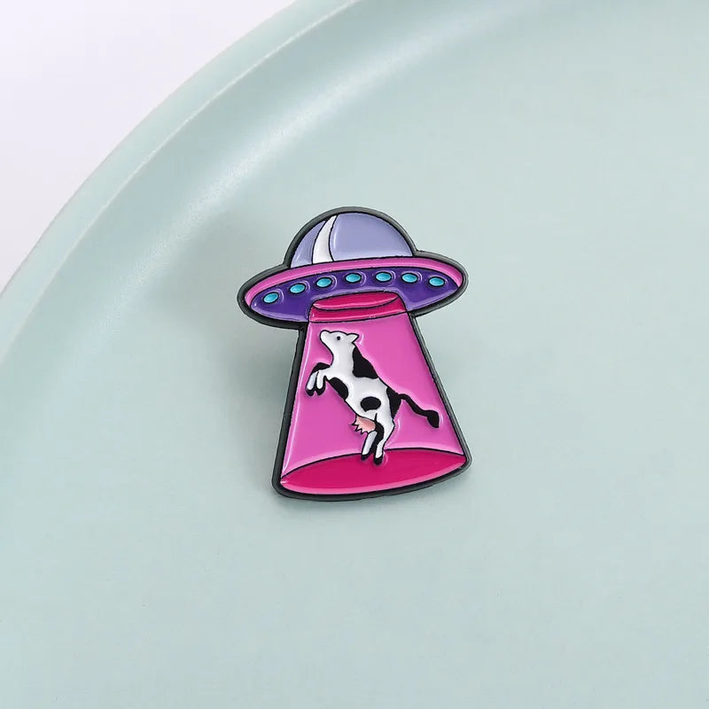 Moo-nlight Abduction Enamel Pin