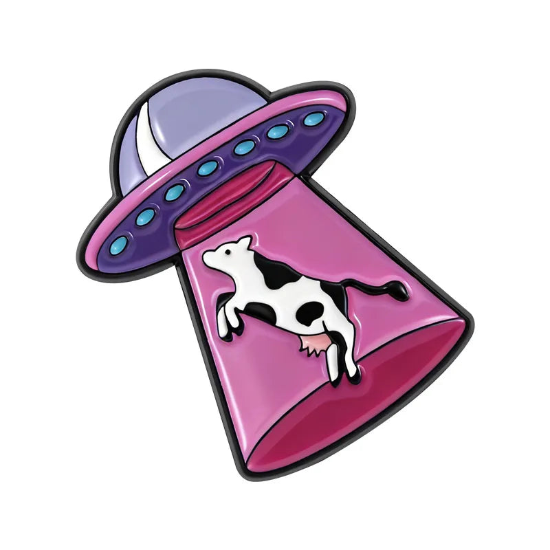 Moo-nlight Abduction Enamel Pin