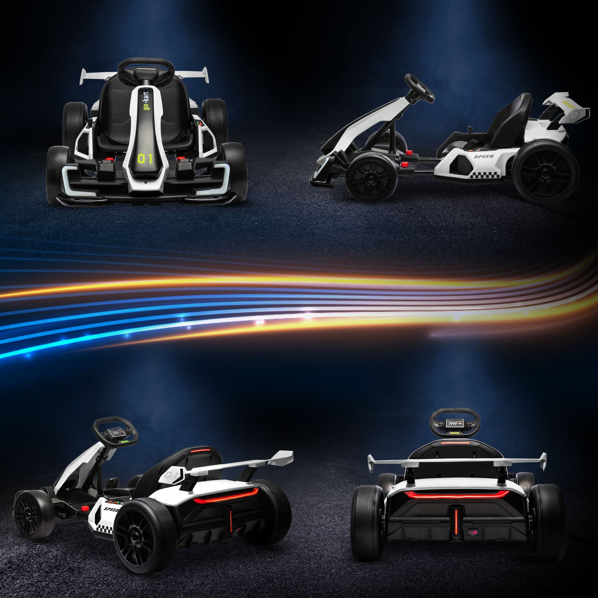 Adjustable Seat Electric Go Kart with Slow Start - 24V, 7.5 MPH