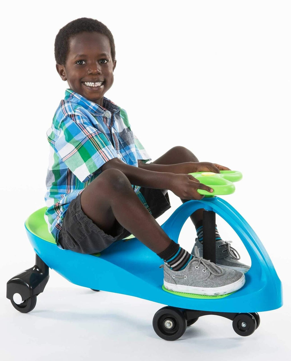 Plasmart Aqua Blue/Lime Green Plasma Car Ride On - Model PC035