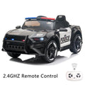Police Electric Ride On Car for Kids with Remote Control - 12V Battery Powered in Black and White