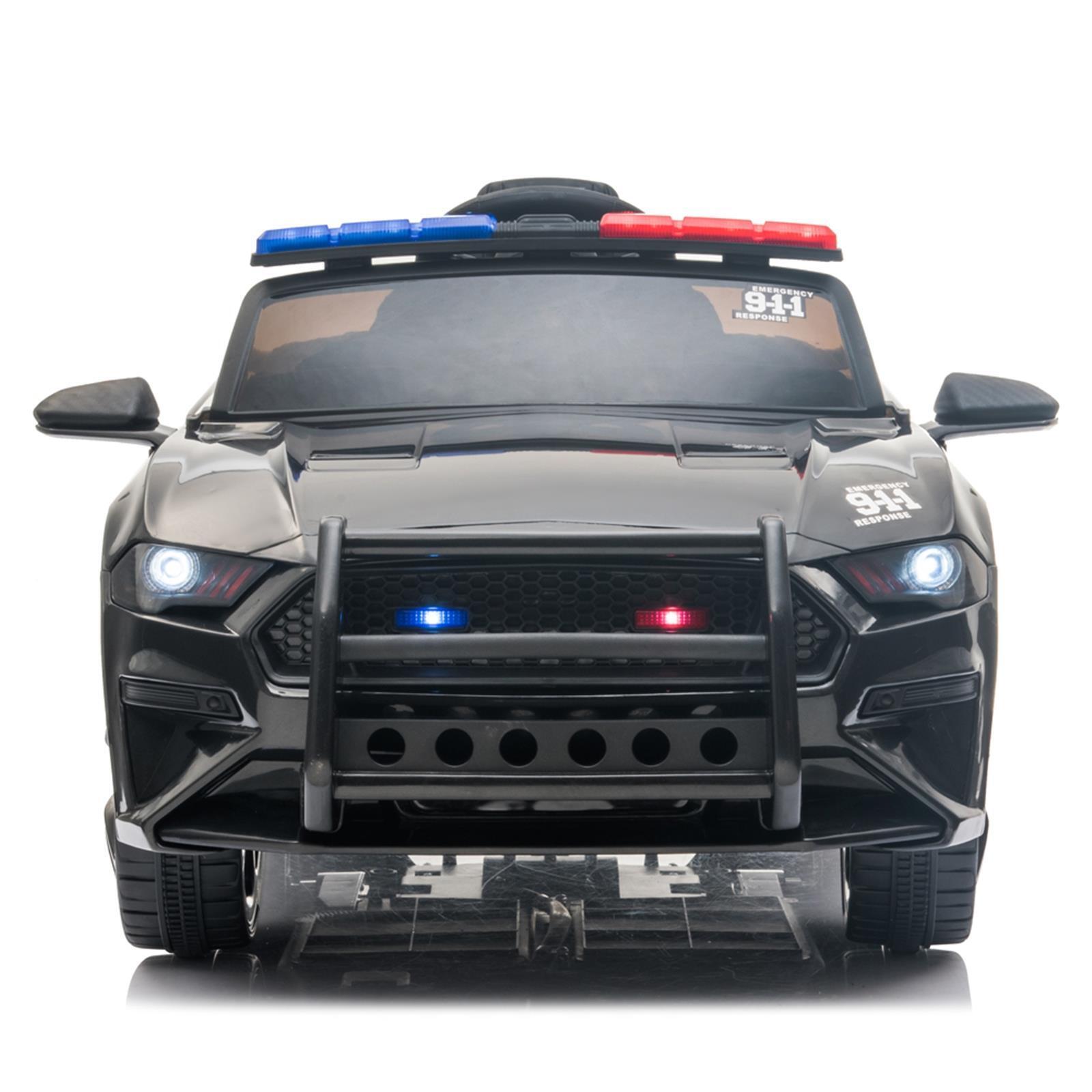 Police Electric Ride On Car for Kids with Remote Control - 12V Battery Powered in Black and White