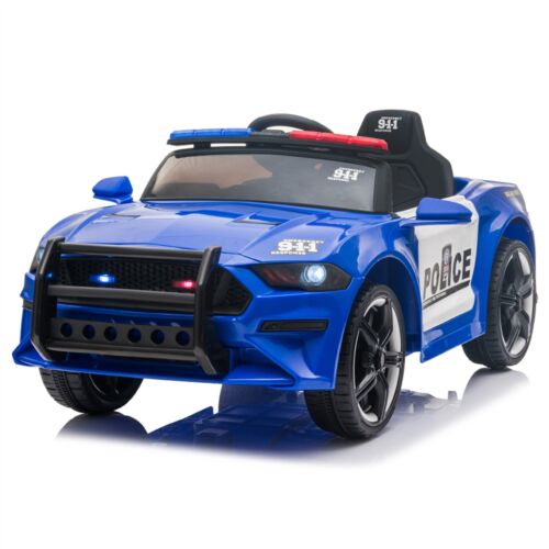 Police Sports Car 12V Ride-On with Remote Control, Lights, and Siren - Blue