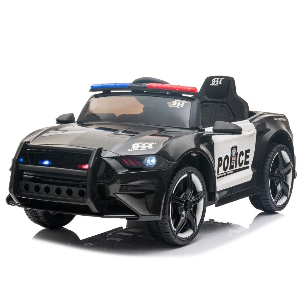 Police Sports Car 12V Ride-On with Remote Control, Lights, and Siren for Kids