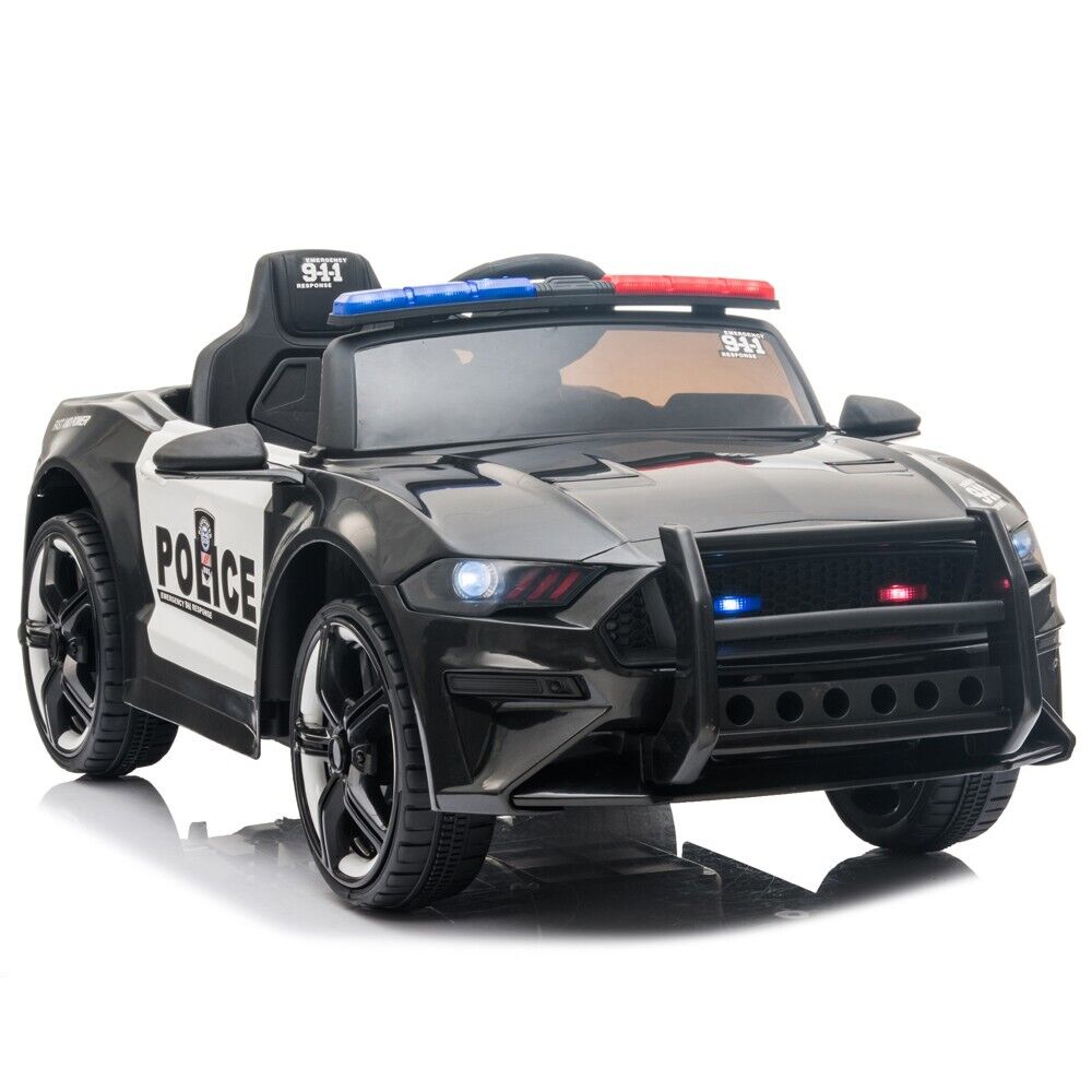 Police Sports Car 12V Ride-On with Remote Control, Lights, and Siren for Kids