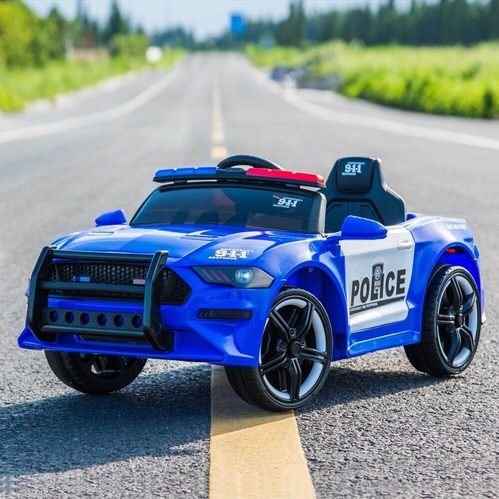 Police Sports Car 12V Ride-On with Remote Control, Lights, and Siren for Kids