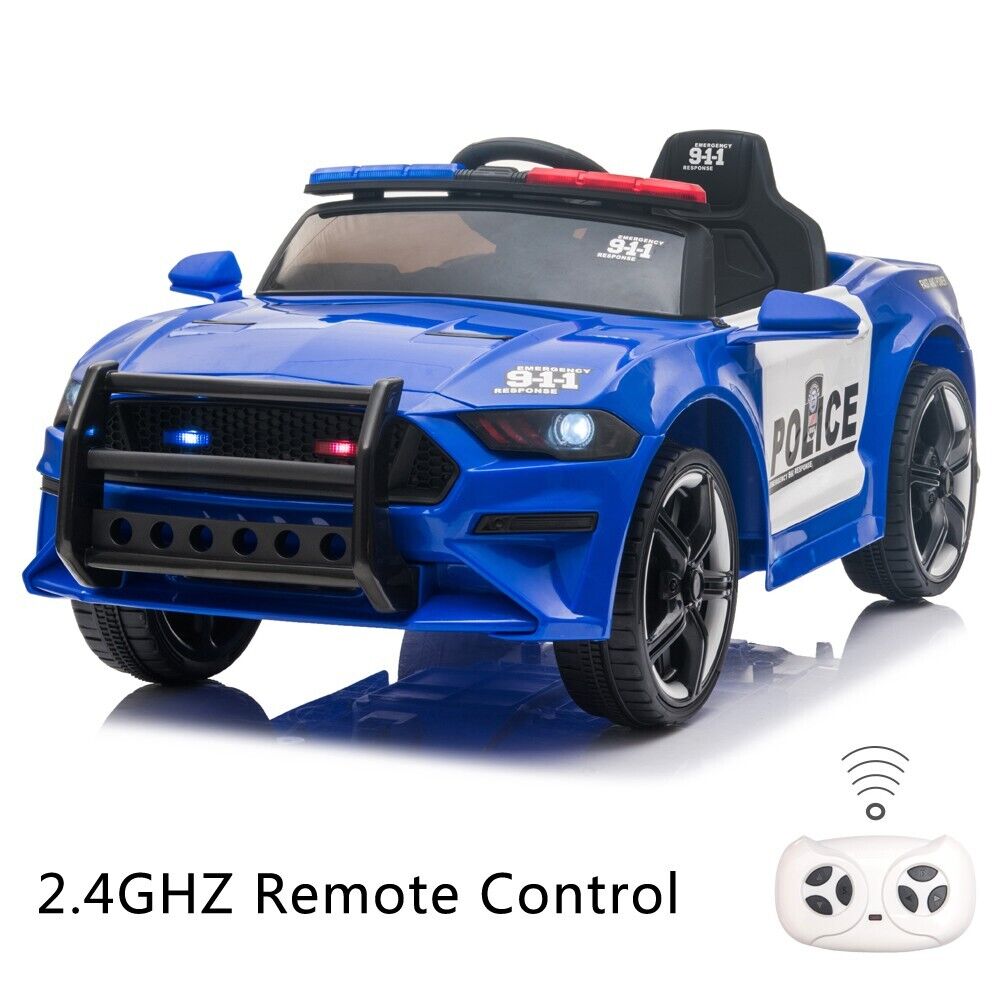 Police Sports Car 12V Ride-On with Remote Control, Lights, and Siren for Kids