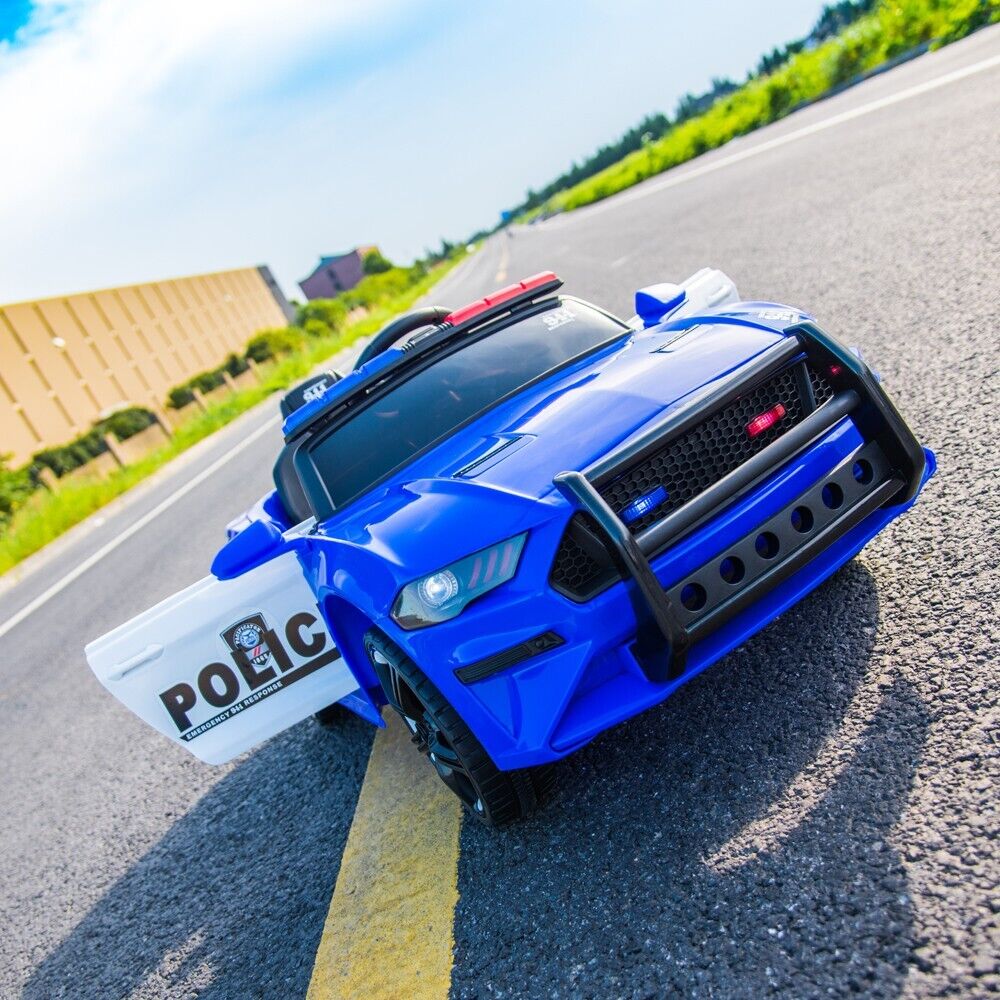 Police Sports Car 12V Ride-On with Remote Control, Lights, and Siren for Kids