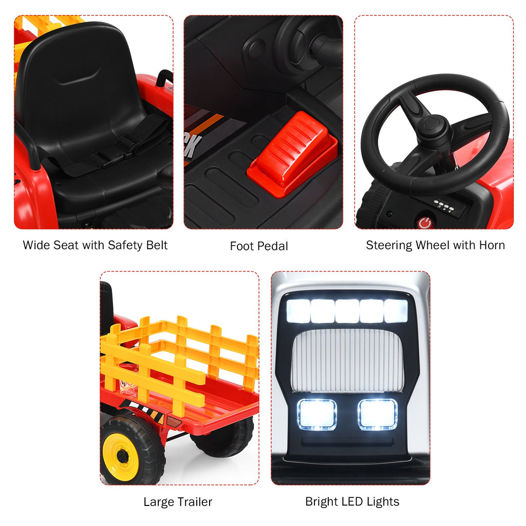 Power Up Your Child's Playtime with the Large Capacity Battery-Powered Ride-On Tractor and Trailer Set from Topbuy