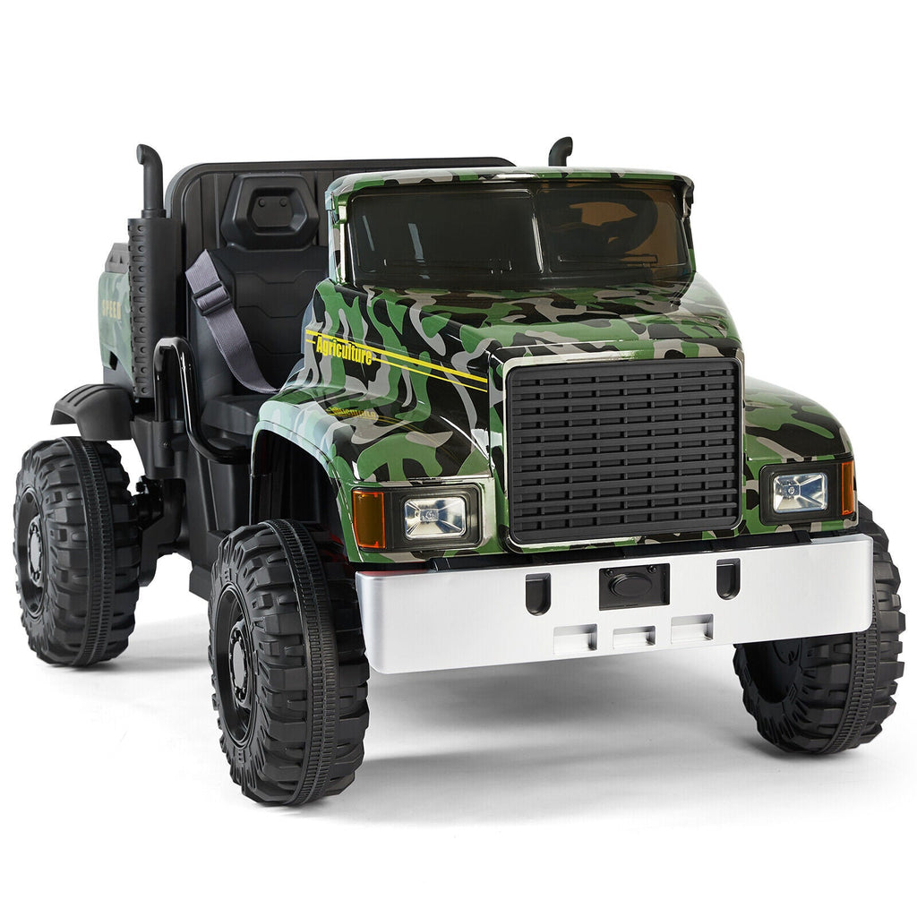 Powerful 24V Battery-Powered 2-Seater Kids Ride On Tractor with Dump Bed and RC Control