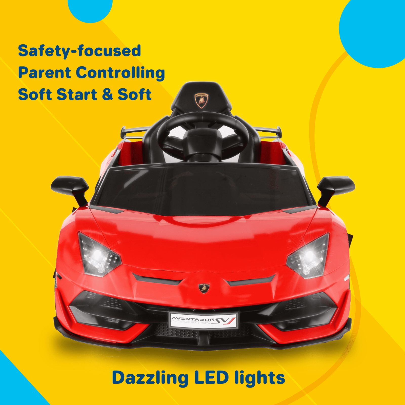 Electric Kids Ride-On Sports Car with Parental Control and LED Lights - 3 Speed Options