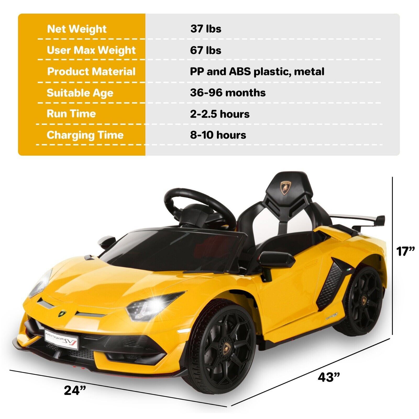 Premium 12V Electric Ride-On Sports Car with Remote Control, 3 Speeds, Sound Effects, LED Lights, and MP3 Compatibility