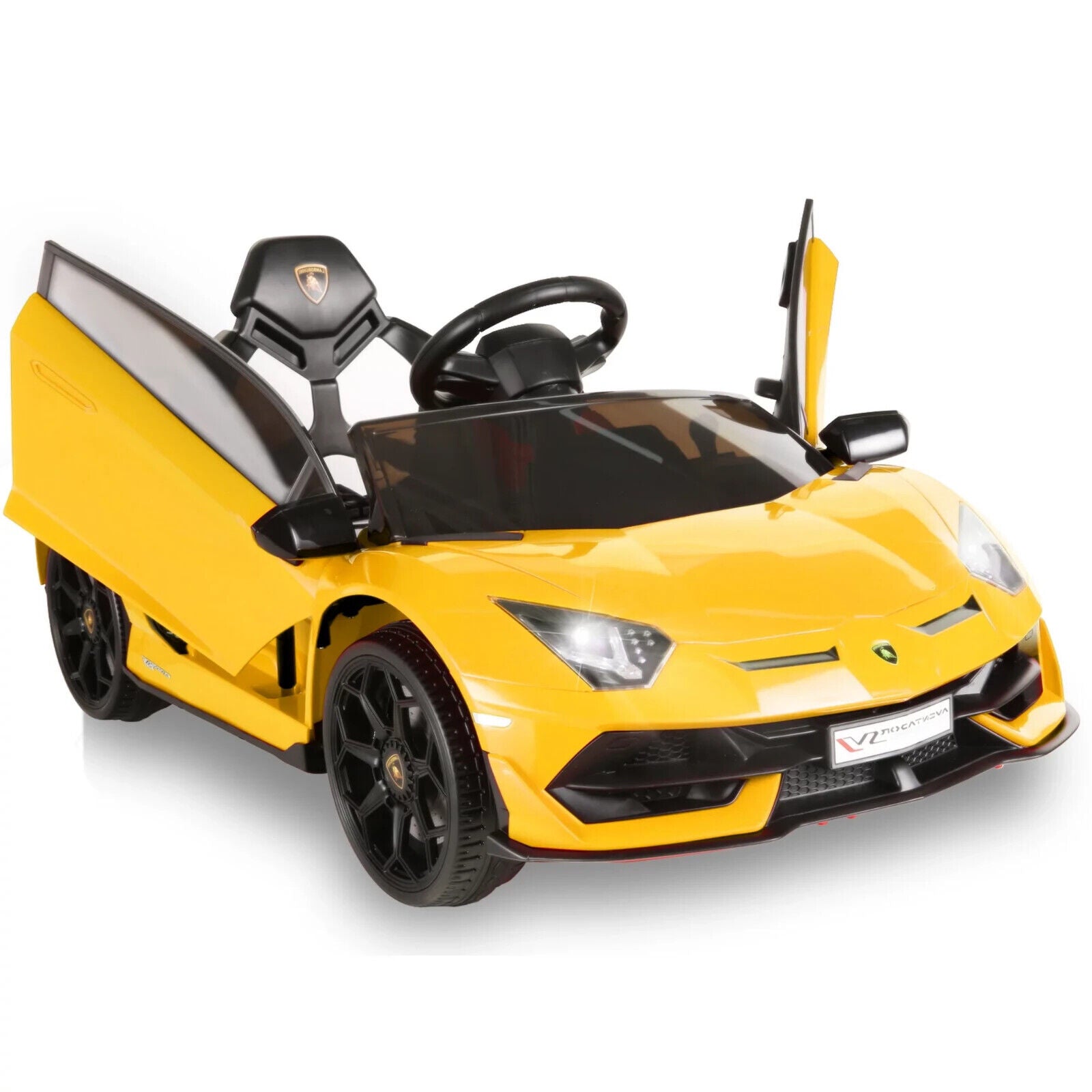 12V Electric Ride-On Car with LED Lights, MP3 Player, and Remote Control for Kids - 1 Seat Truck Toy with Wheels
