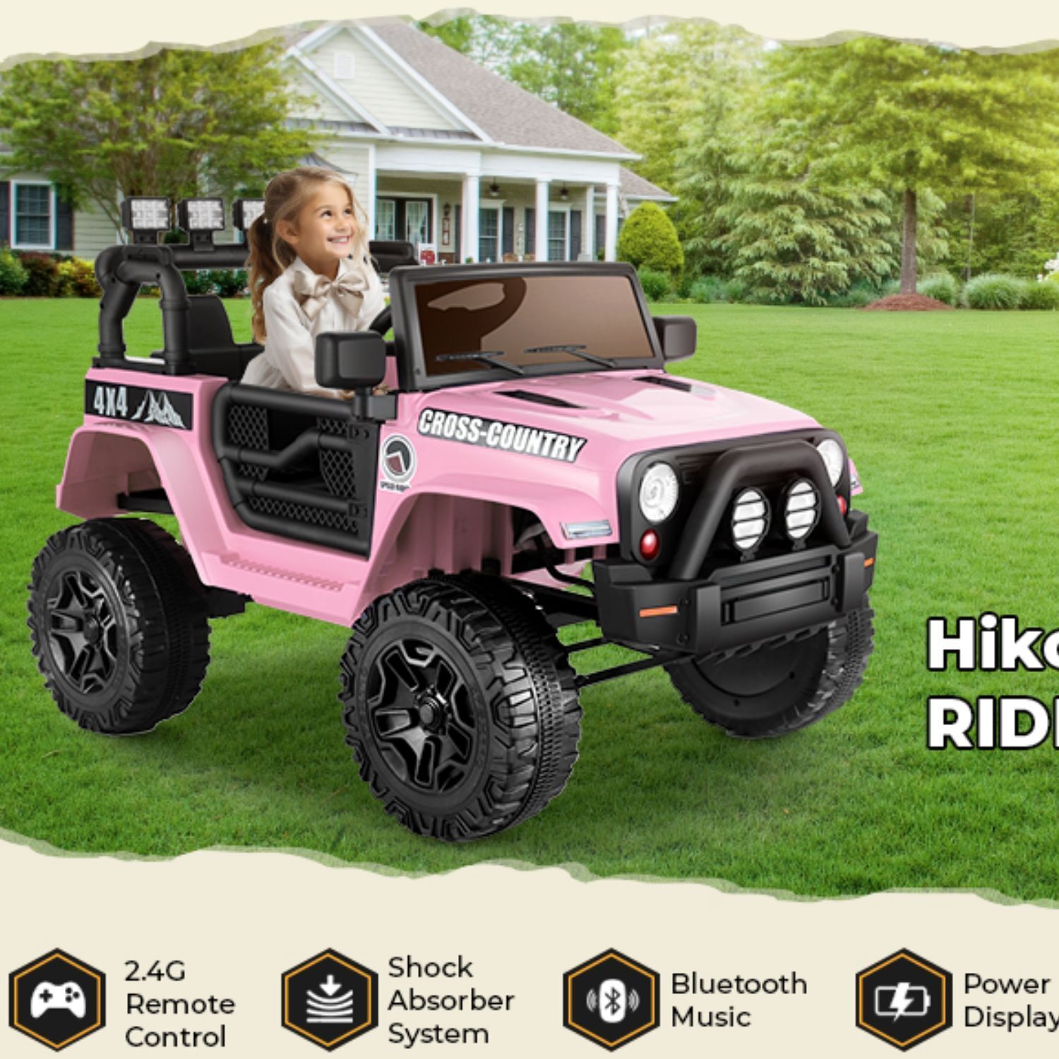 Ride On Truck for Kids with Remote Control and LED Lights - 12V Electric Car Toy