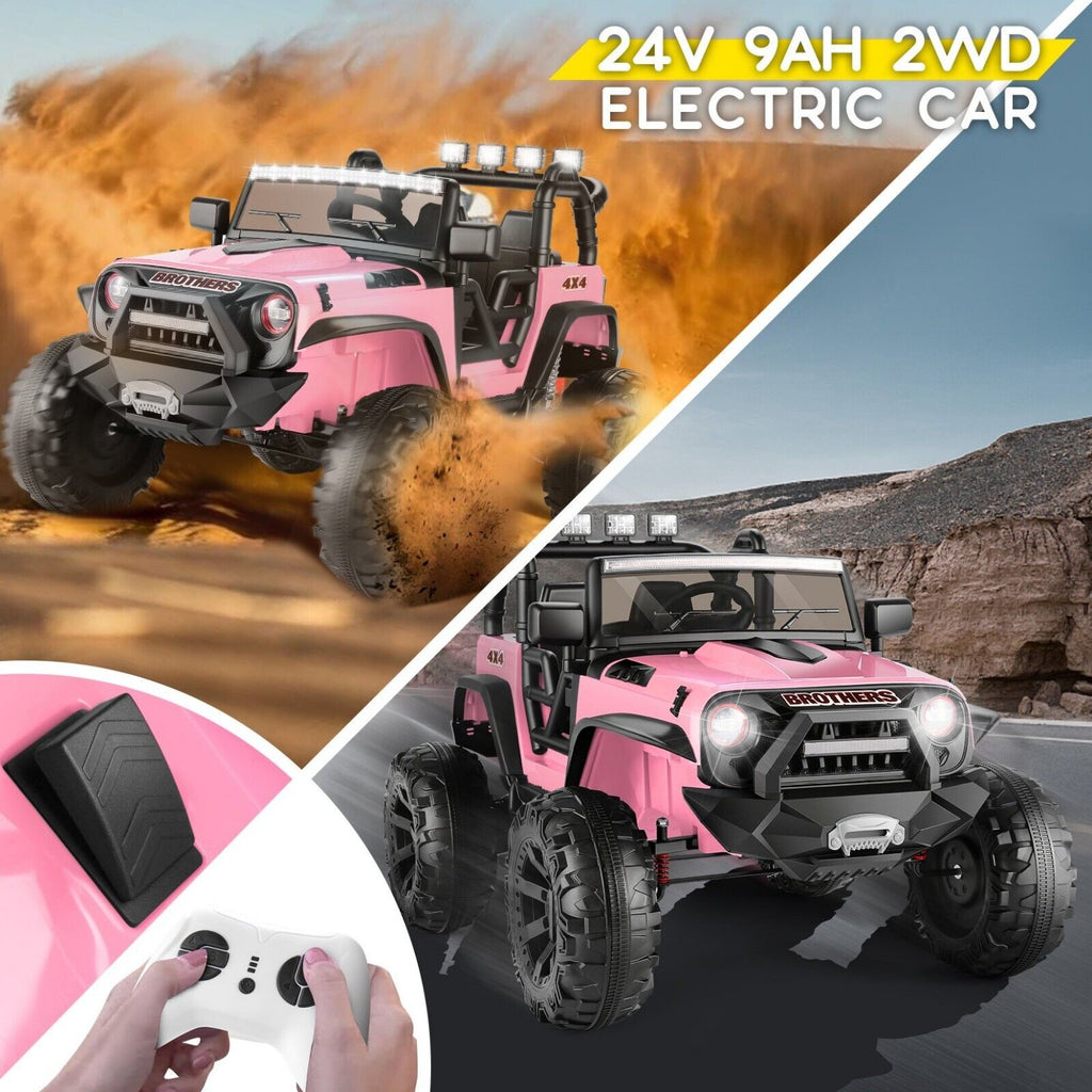Premium 24V Kids Ride On Truck with Remote Control, Spring Suspension, and LED Lights