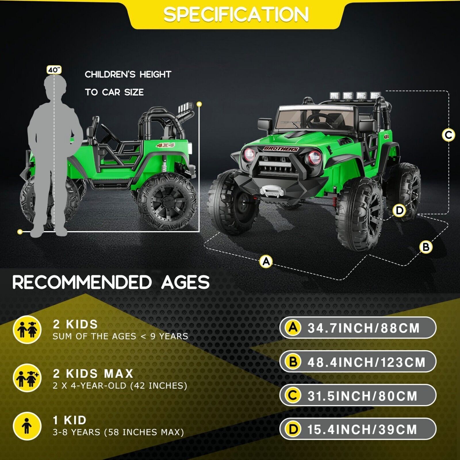 Premium 24V Ride On Truck for Kids with Parental Remote Control - New and Improved Model