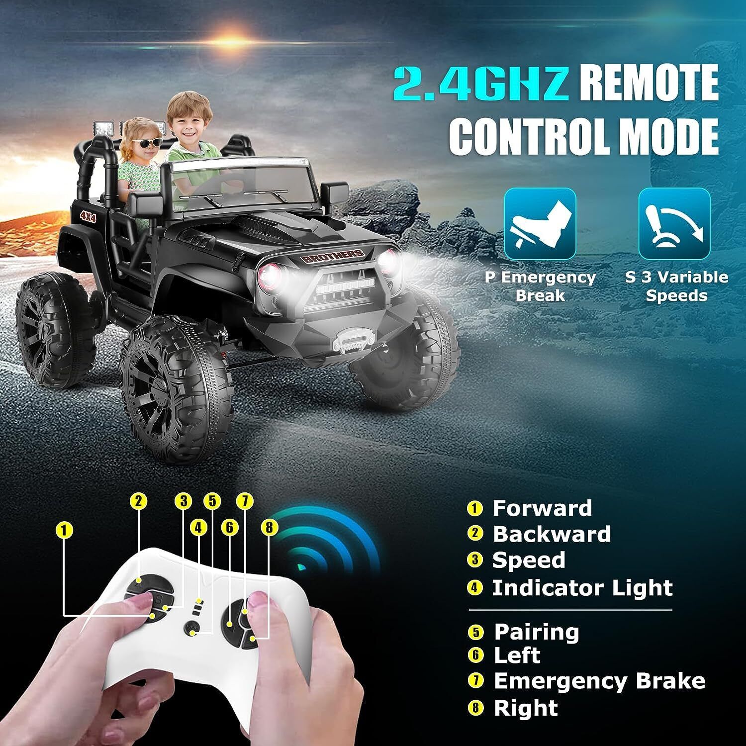 Premium 24V Electric Ride-On Car for Kids with Remote Control - 3 Speed Options