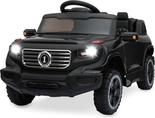 Premium 6V Ride-On Truck with Parental Remote, 3 Speeds, and LED Lights - Black