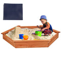 Premium Cedar Sand Box with Built-In Seating and Hexagonal Design