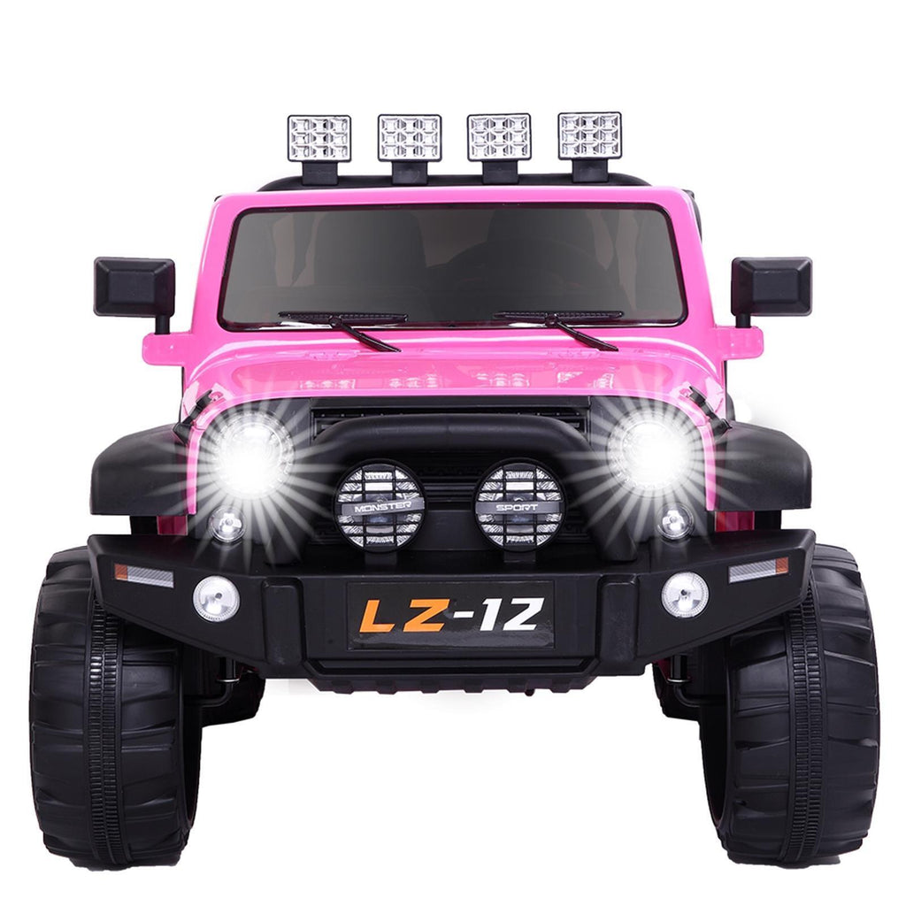 Premium Pink Kids Ride On Car with Seat Belt, Music, Lights, and Parental Remote Control