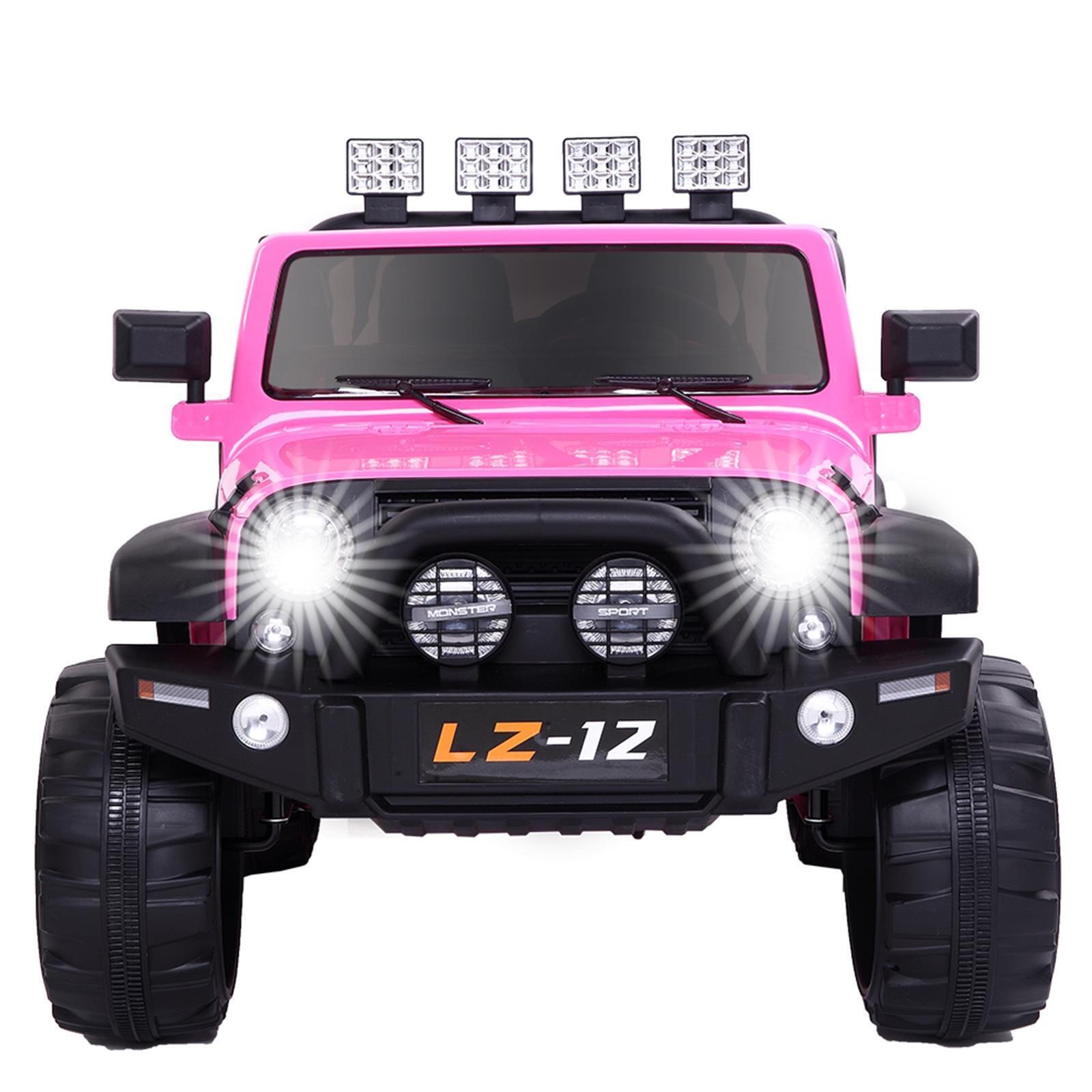 Premium Pink Kids Ride On Car with Seat Belt, Music, Lights, and Parental Remote Control