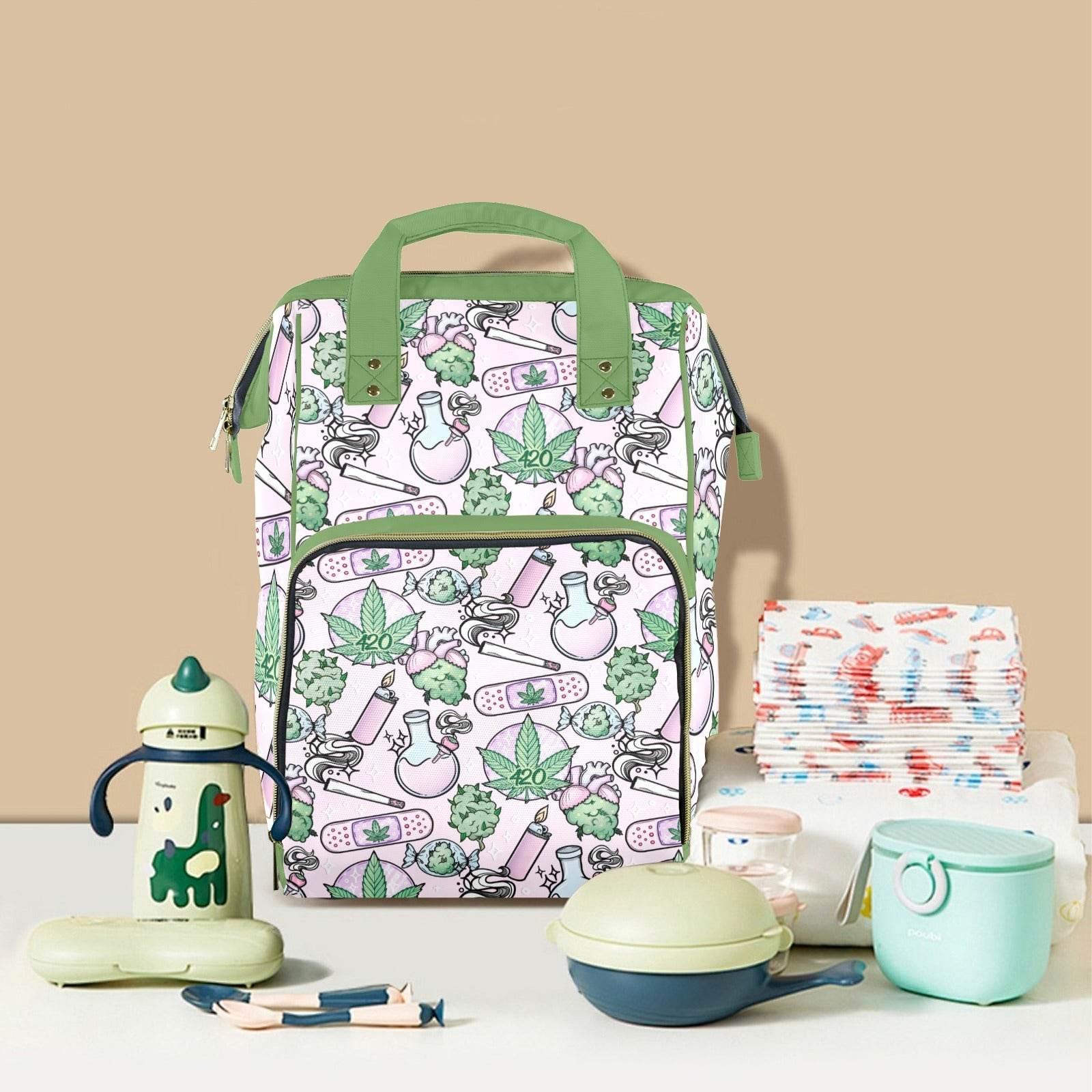 Pink Cannabis Large Diaper Bag