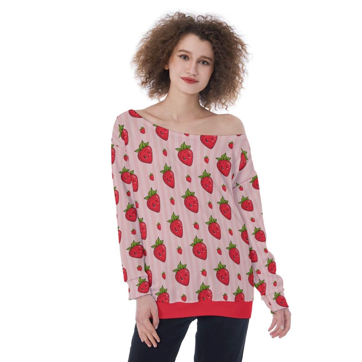 Berry Wink Off-Shoulder Sweatshirt