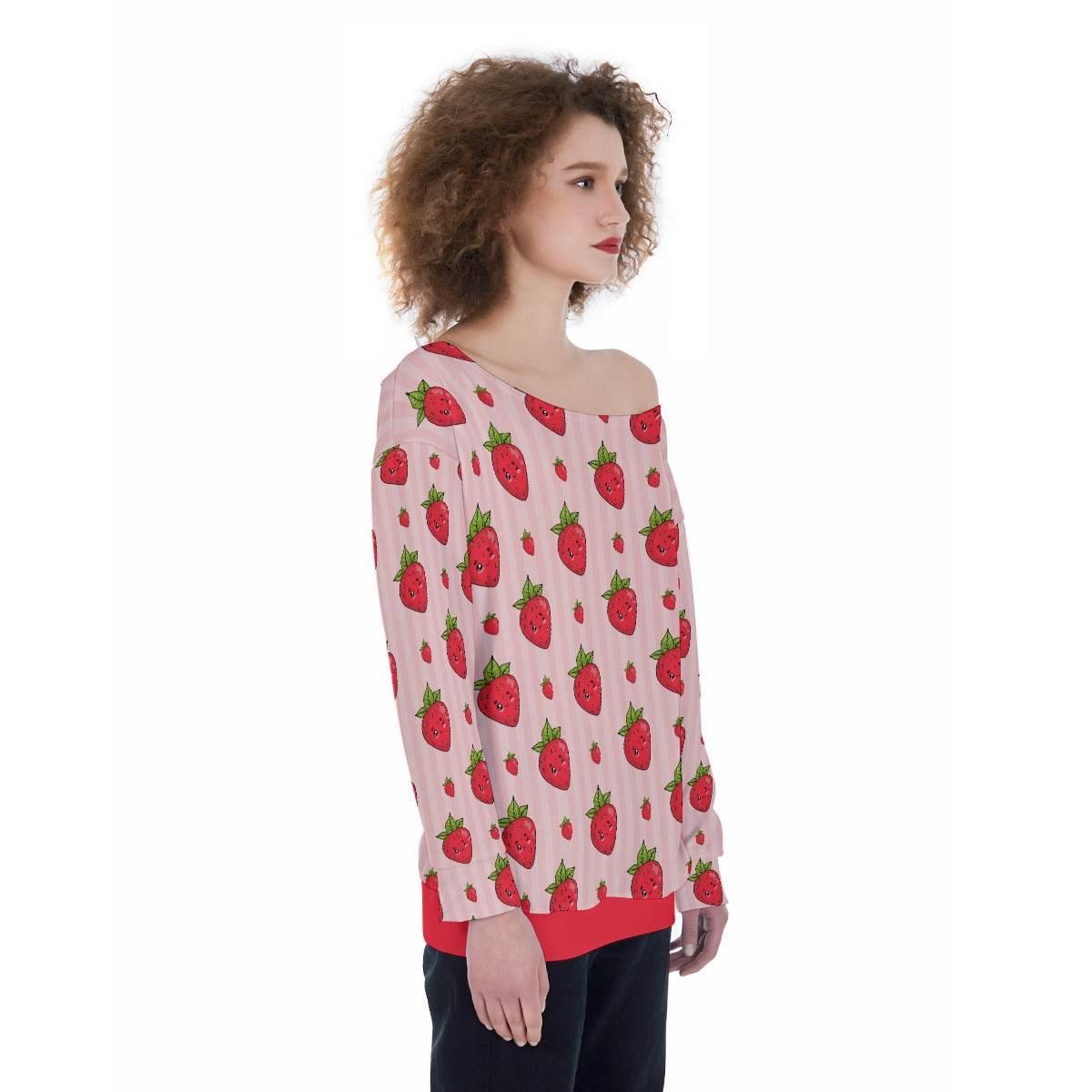 Berry Wink Off-Shoulder Sweatshirt