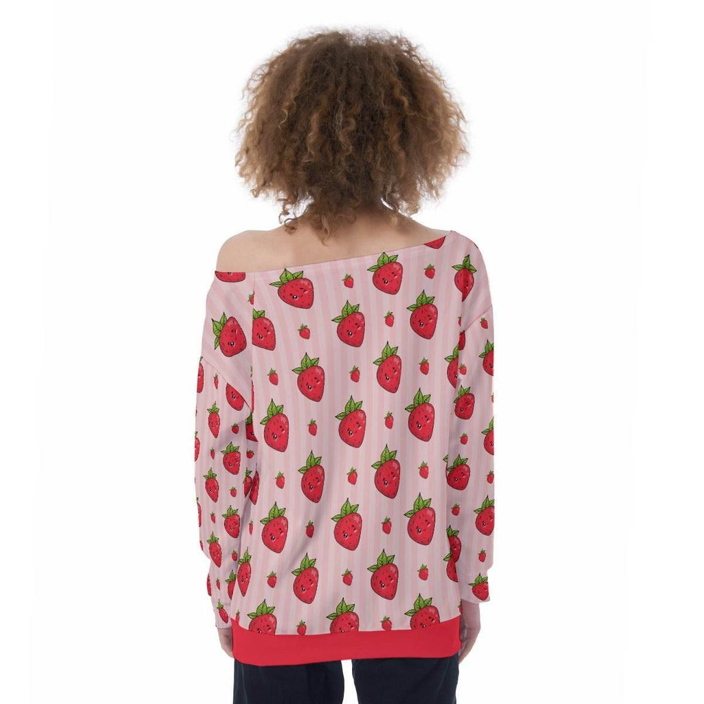 Berry Wink Off-Shoulder Sweatshirt