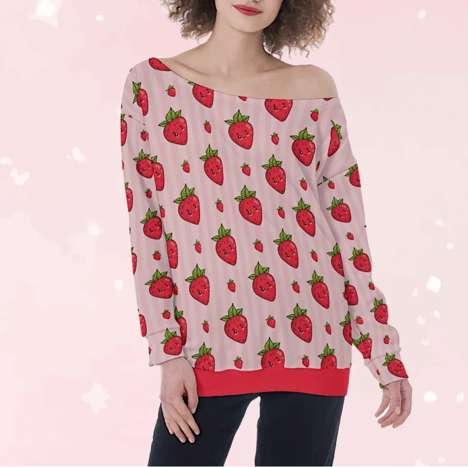 Berry Wink Off-Shoulder Sweatshirt
