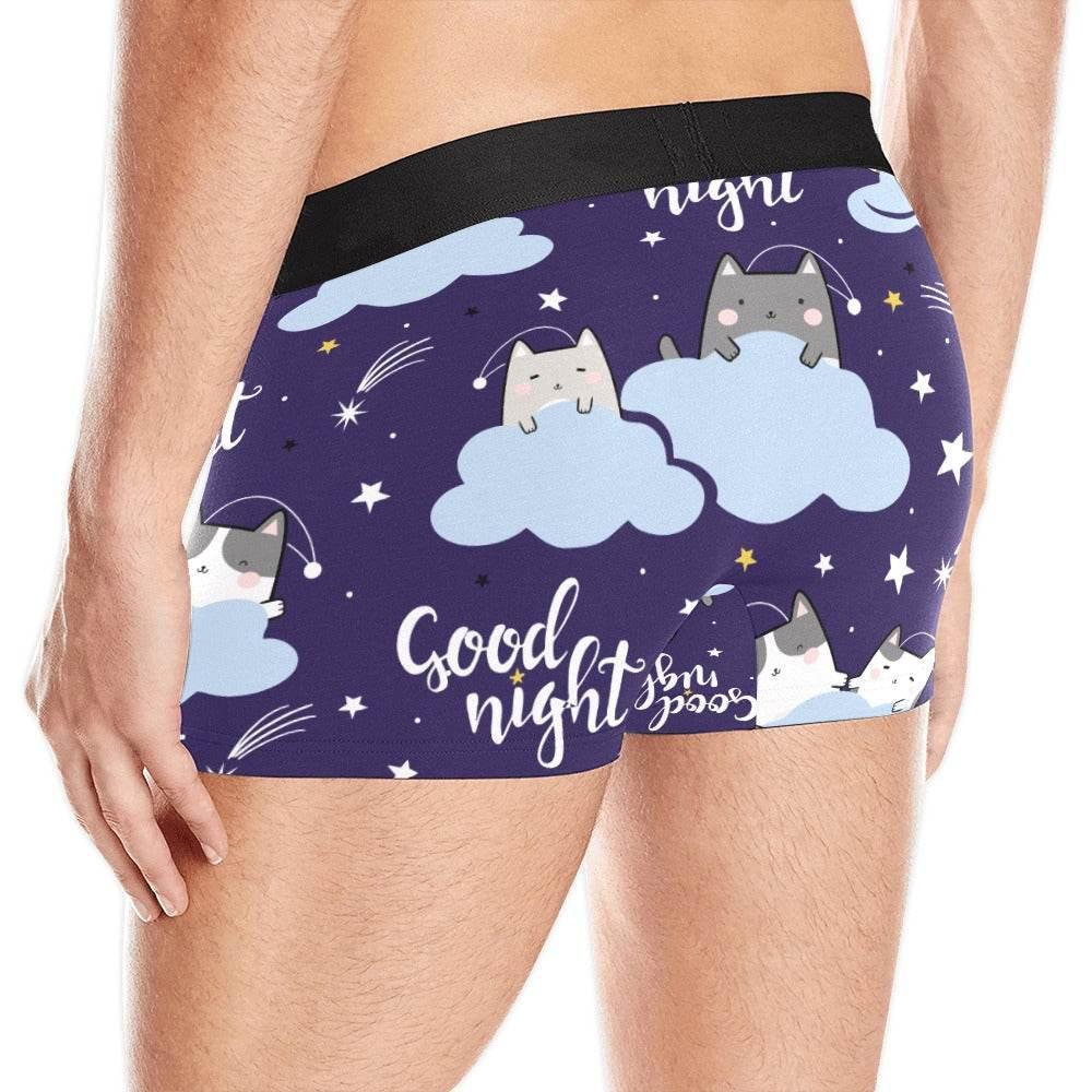 'Goodnight' Blue Kitty Briefs