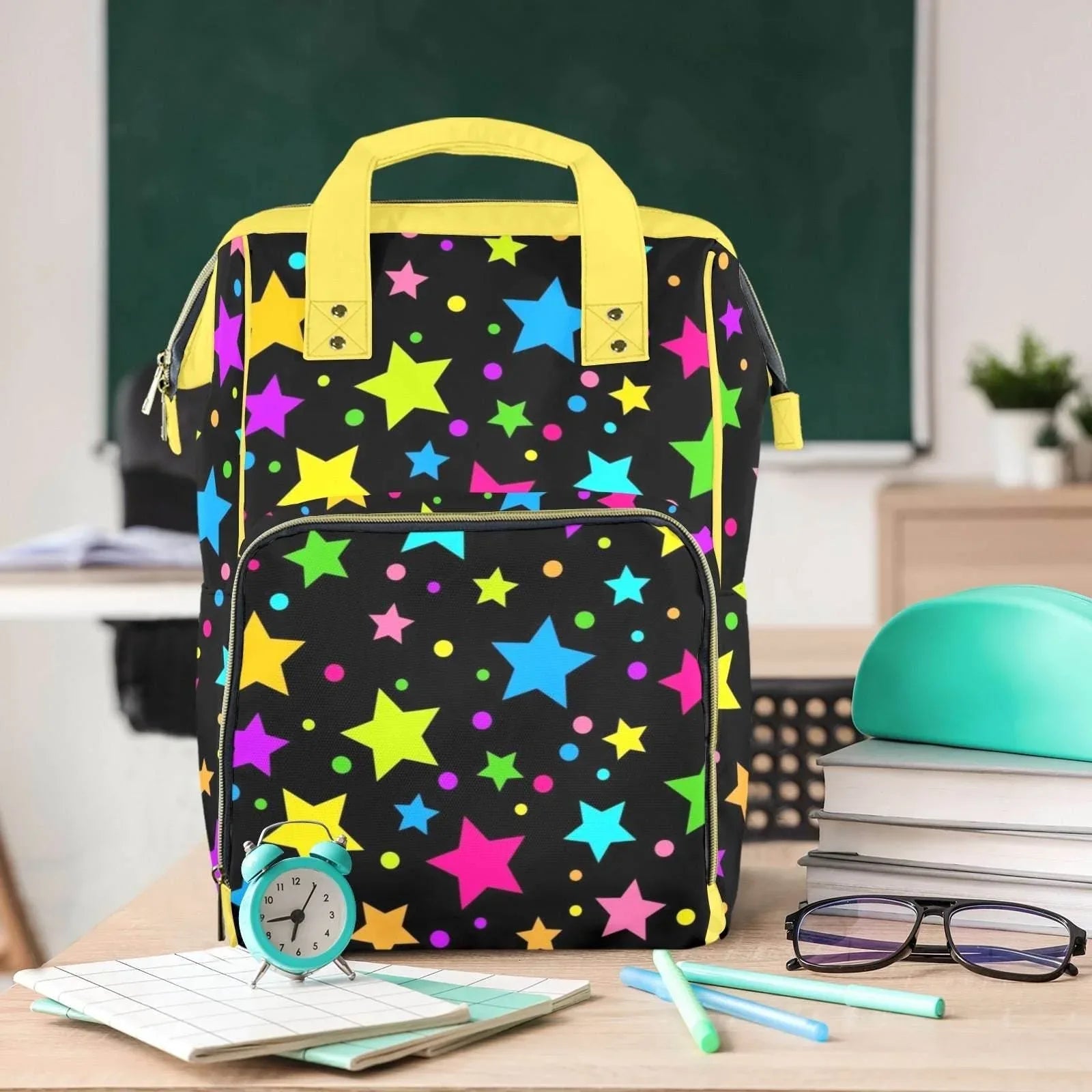 Neon Stars Large Diaper Bag