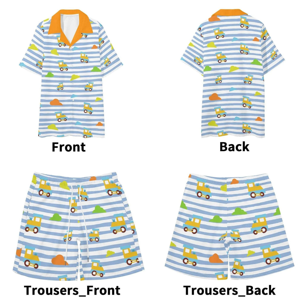 Choo-Choo Stripes Unisex Shorts Set