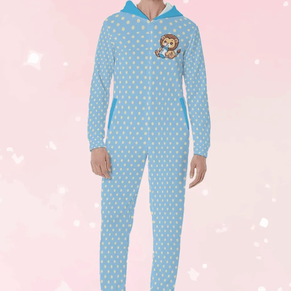Blue Baby Lion Hooded Pajamas