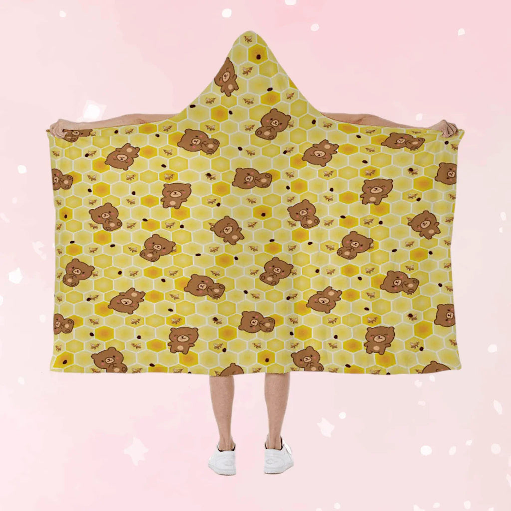 Honey Paw Fleece Hooded Blanket