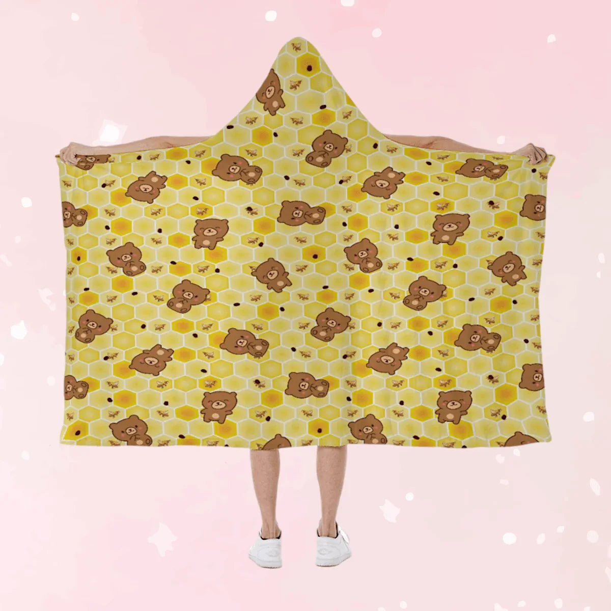 Honey Paw Fleece Hooded Blanket