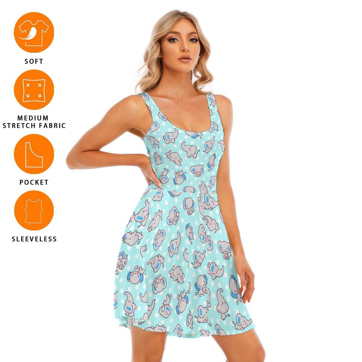 Blue Snugglephant Skater Dress