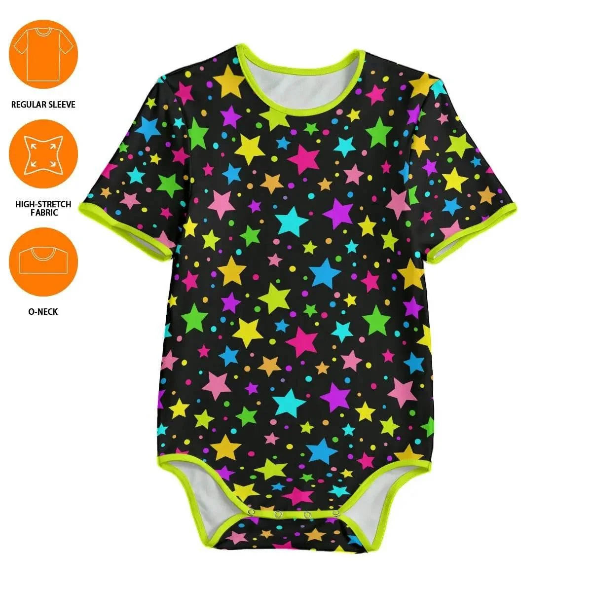 Neon Stars Adult Unisex CuddleSuit