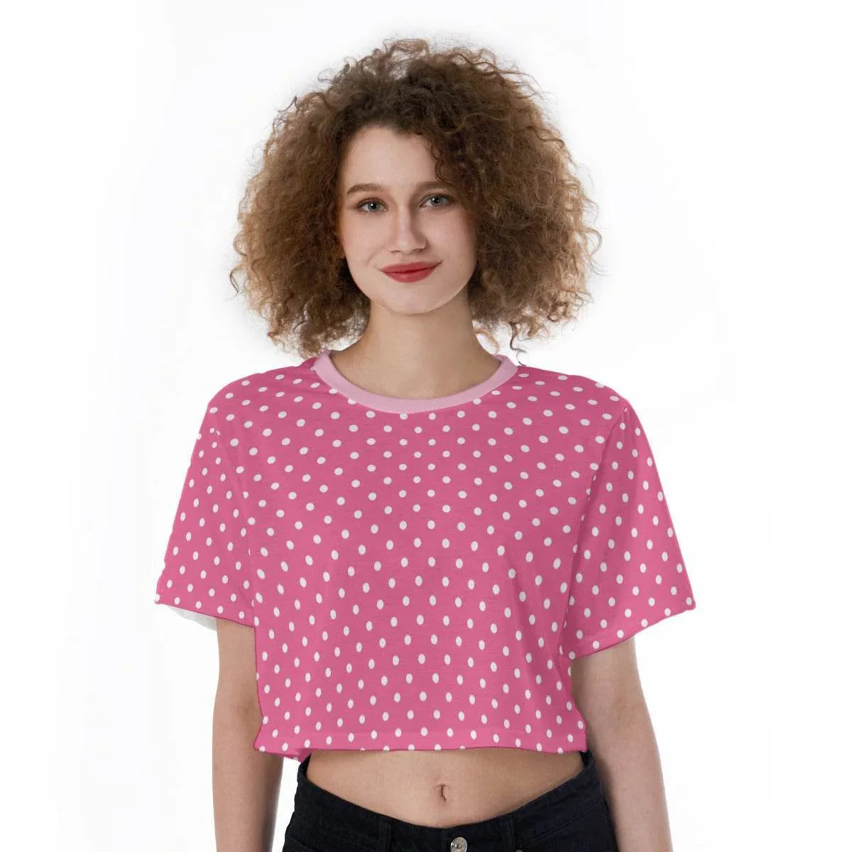 Pink Polka Dot Crop Top