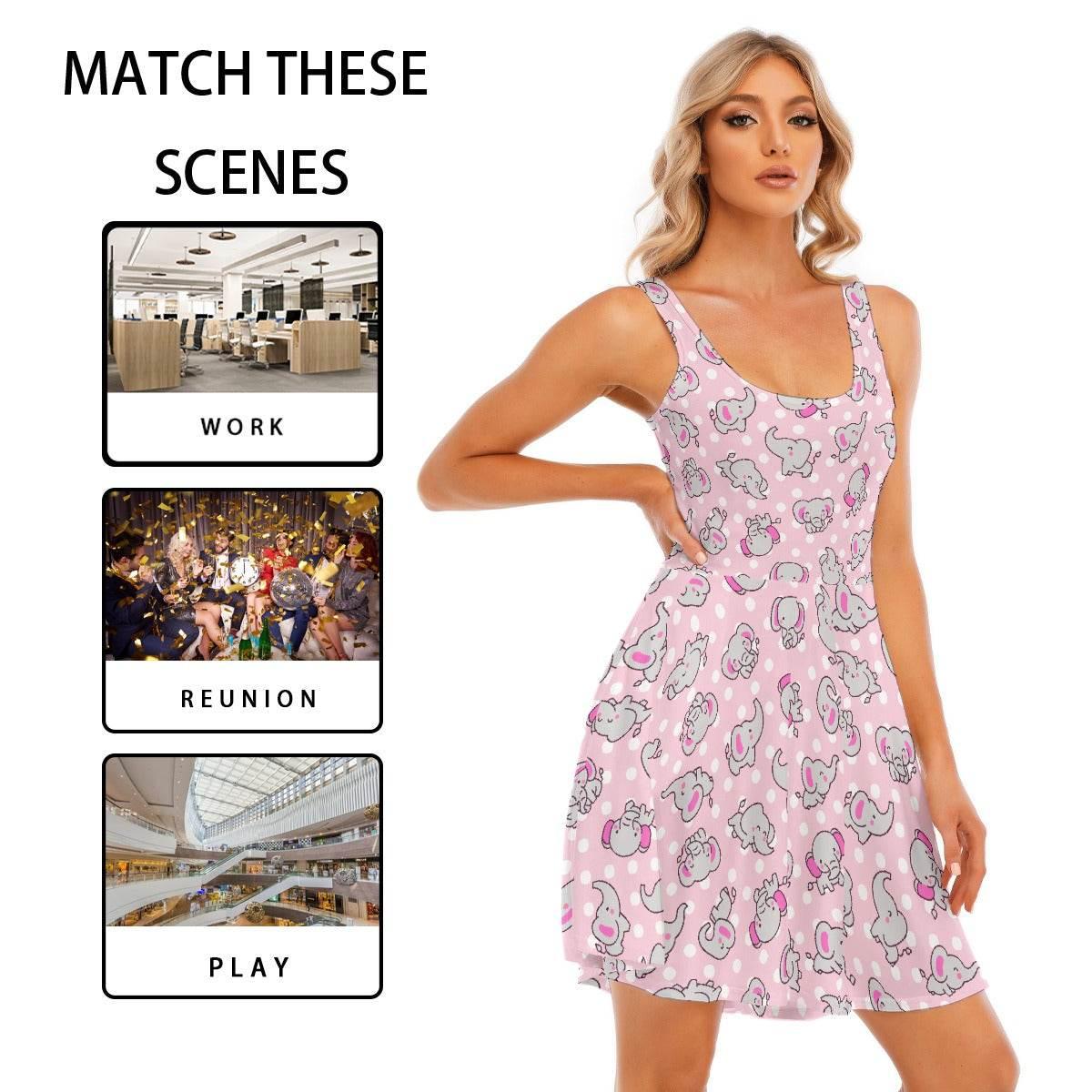 Pink Snugglephant Skater Dress