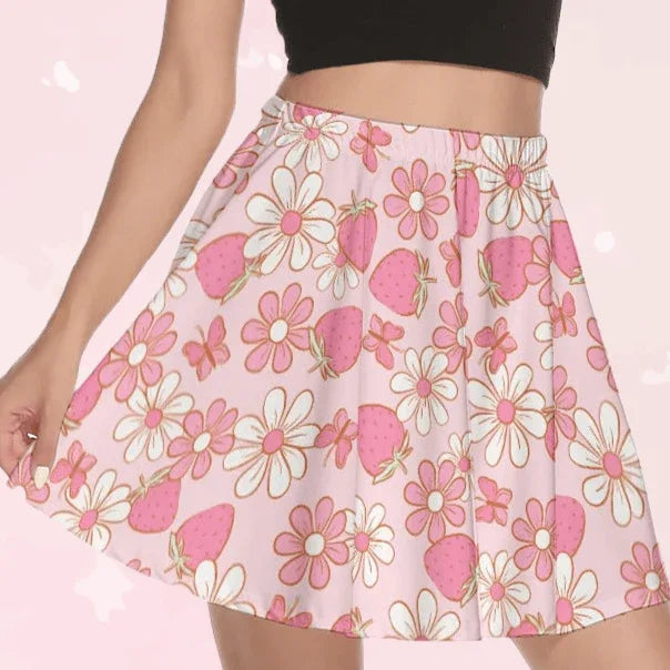 Strawberries & Daisies Play Skirt