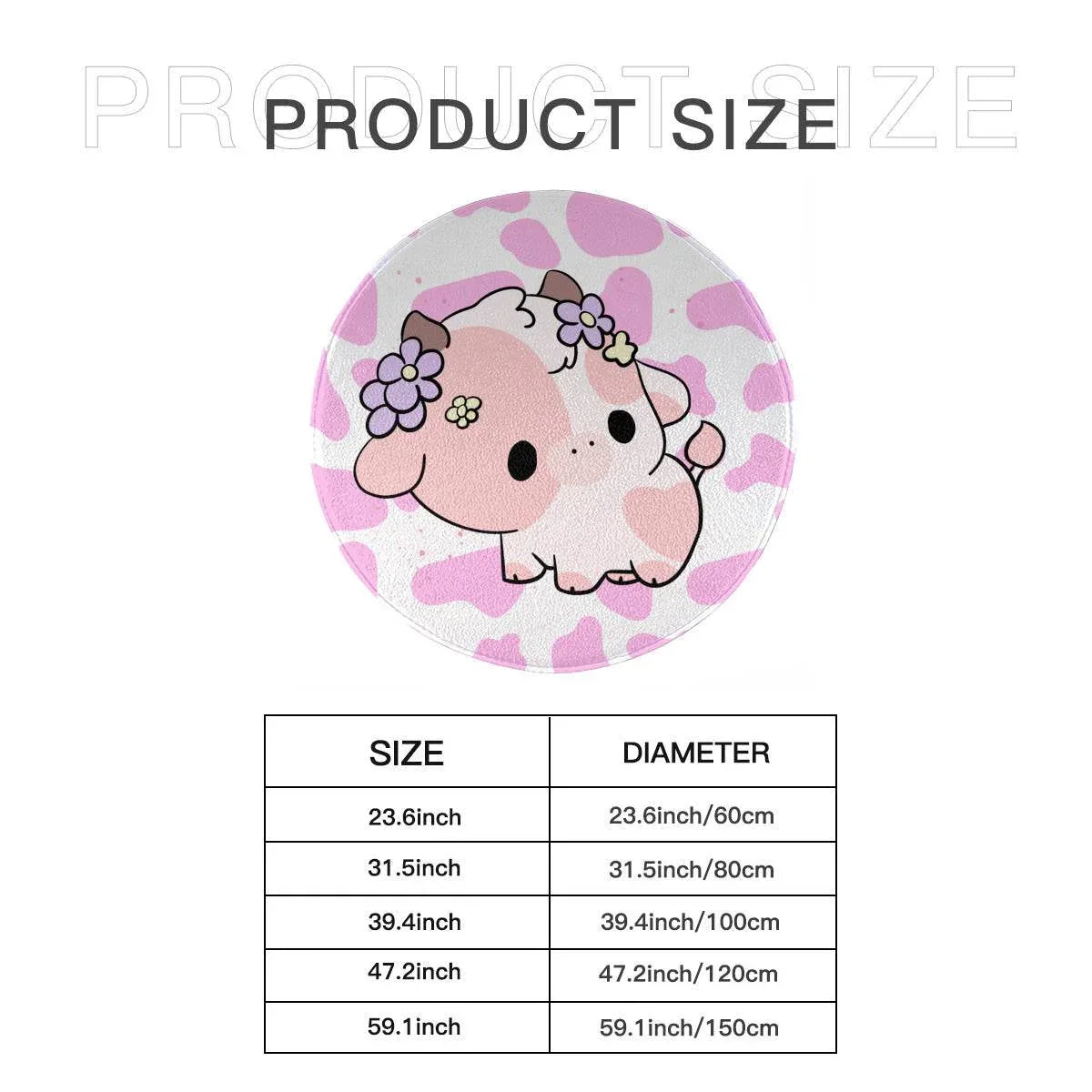 Kawaii Pink Cow Rug