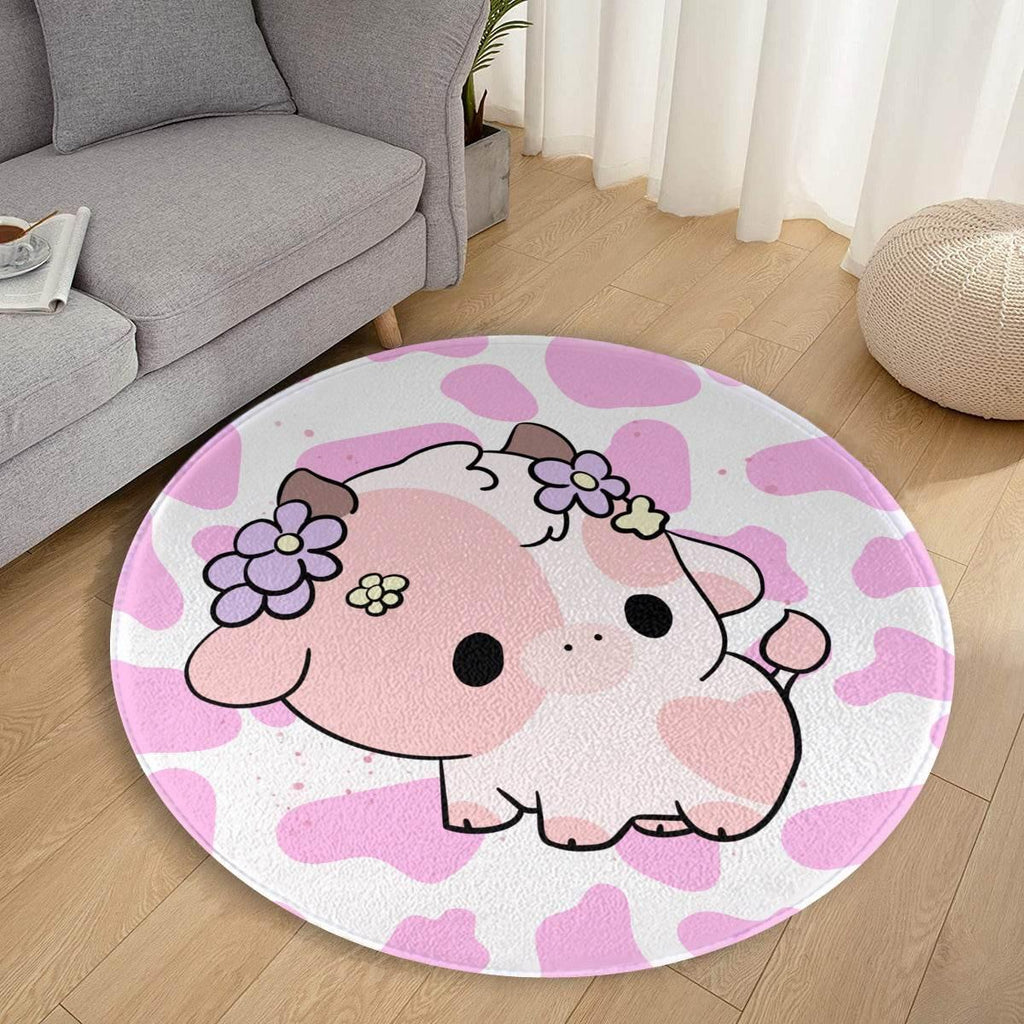 Kawaii Pink Cow Rug