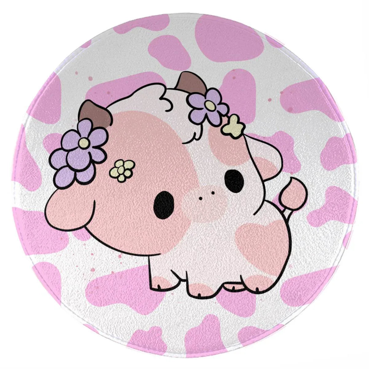Kawaii Pink Cow Rug