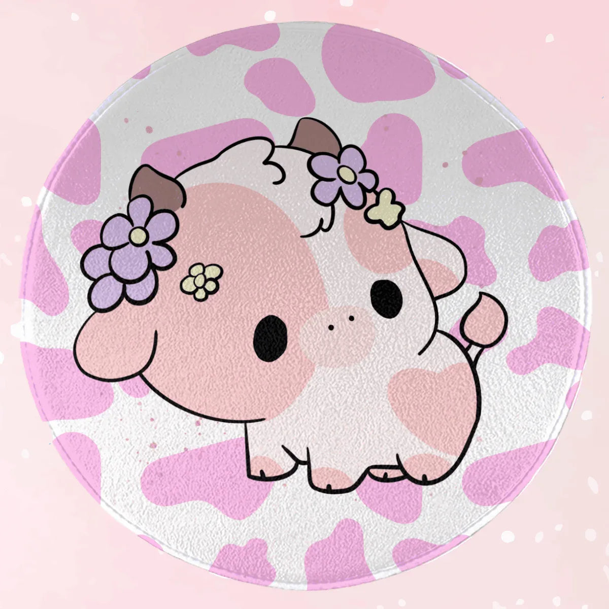 Kawaii Pink Cow Rug